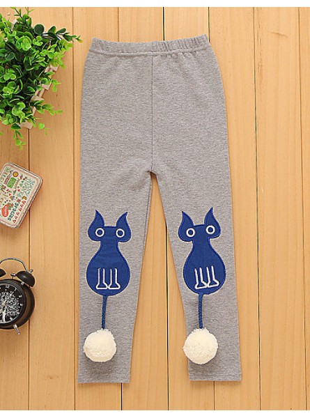 Girls Fashion Han Edition  Thicken  Pure Color Cotton Leggings Cartoon Design  