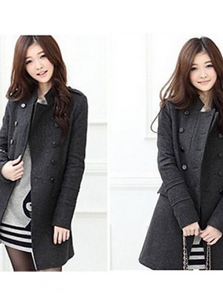 Women cultivate one's morality double-breasted woolen cloth long-sleeved jacket Leisure fashion winter warm coat HOUTW20