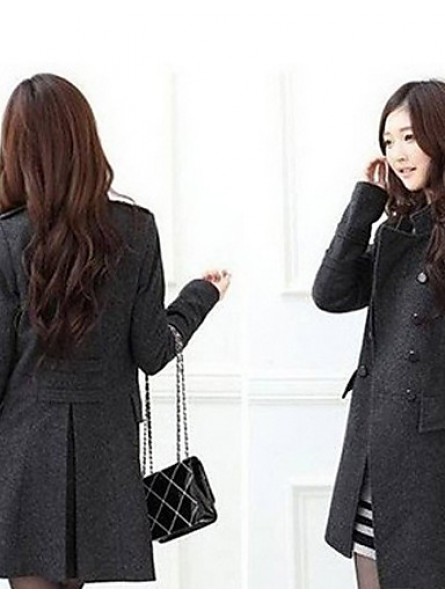 Women cultivate one's morality double-breasted woolen cloth long-sleeved jacket Leisure fashion winter warm coat HOUTW20