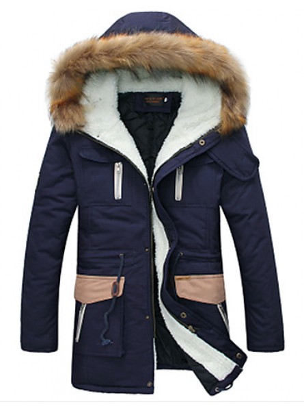 Men's Long Parka Coat , Cotton Pure Long Sleeve