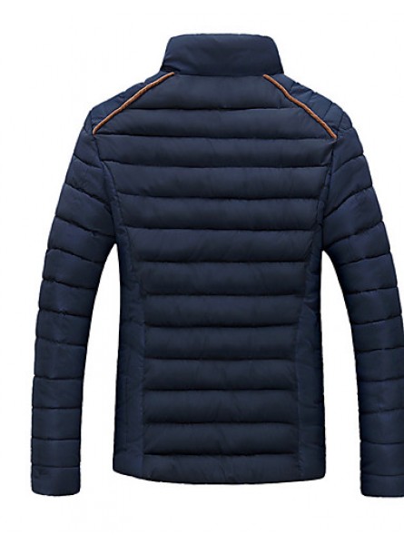 Men's Regular Padded Coat,Polyester Solid Long Sleeve