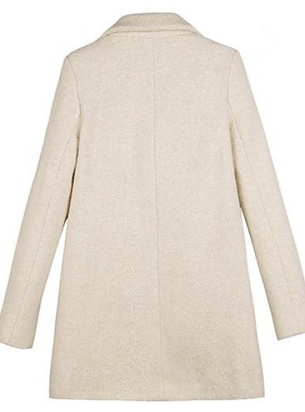 Women's Plus Size Coat,Solid Long Sleeve Winter Beige Thick