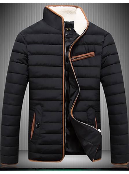 Men's Regular Padded Coat,Spandex Solid Long Sleeve