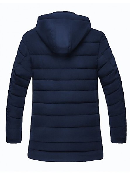 Men's Regular Padded CoatPolyester Solid Long Sleeve