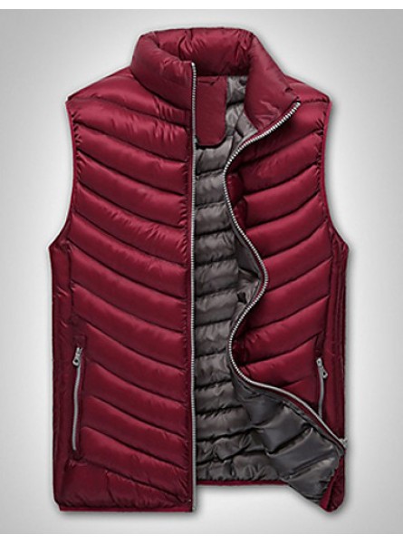 Men's Regular Padded Vest Coat,Polyester Solid Sleeveless Winter Vest k256