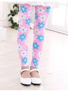 Girl's Casual/Daily Floral Leggings,Cotton Summer / Spring / Fall Green / Pink / White  